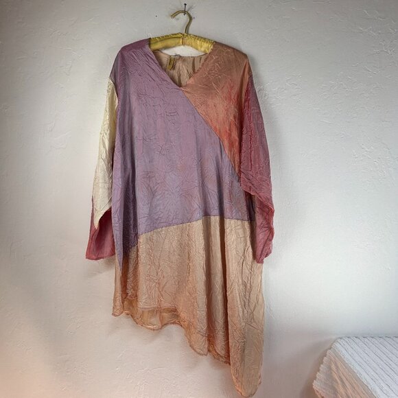 Staley Gretzinger Womens Colorblock Scrunch Asymmetric Long Top Sz M/L New $218 - Picture 1 of 8